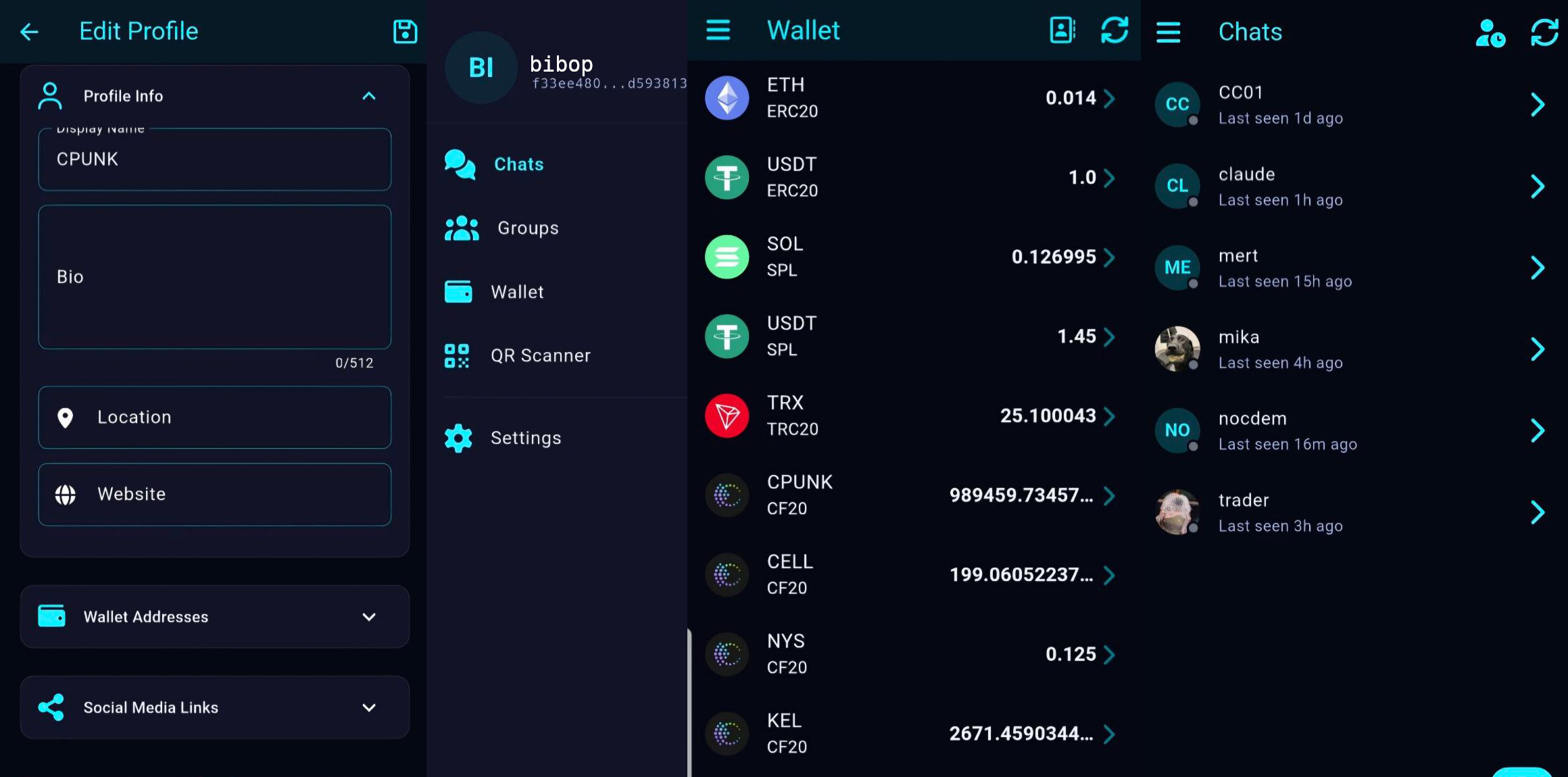 DNA-Messenger Identity Screen